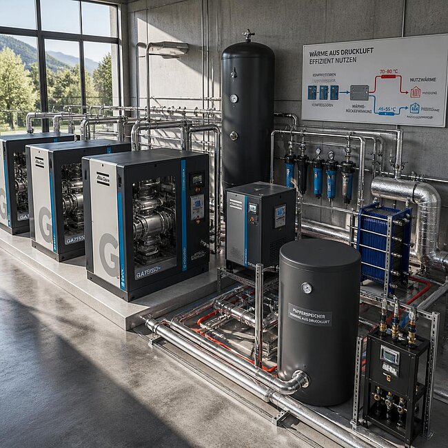 Druckluft-Rückgewinnung im iconiQ Leistungskreis – Energierückführung
