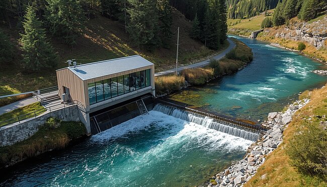 Wasserkraftwerk-Energiegewinnung im iconiQ Leistungskreis