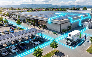Handel und Lebensmittelhandel – Energiekonzept mit PV und Ladeinfrastruktur iconiQ