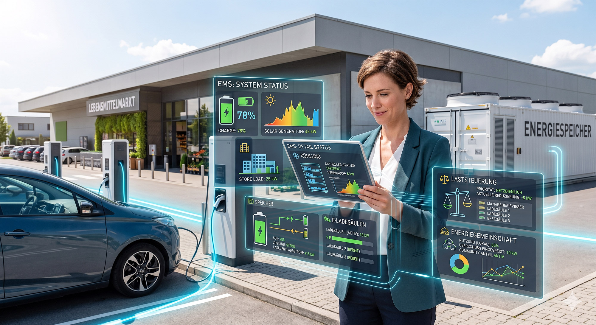 iconiQ Handel &ndash; PV-Gro&szlig;anlage, Batteriespeicher und Ladeinfrastruktur