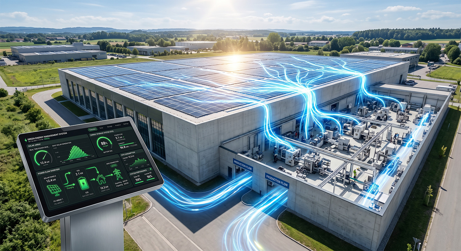iconiQ Industrie & Produktion &ndash; PV-Gro&szlig;anlage, Speicher und EMS
